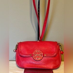 Tory Burch Amanda Leather Crossbody - Strawberry Red - GUC